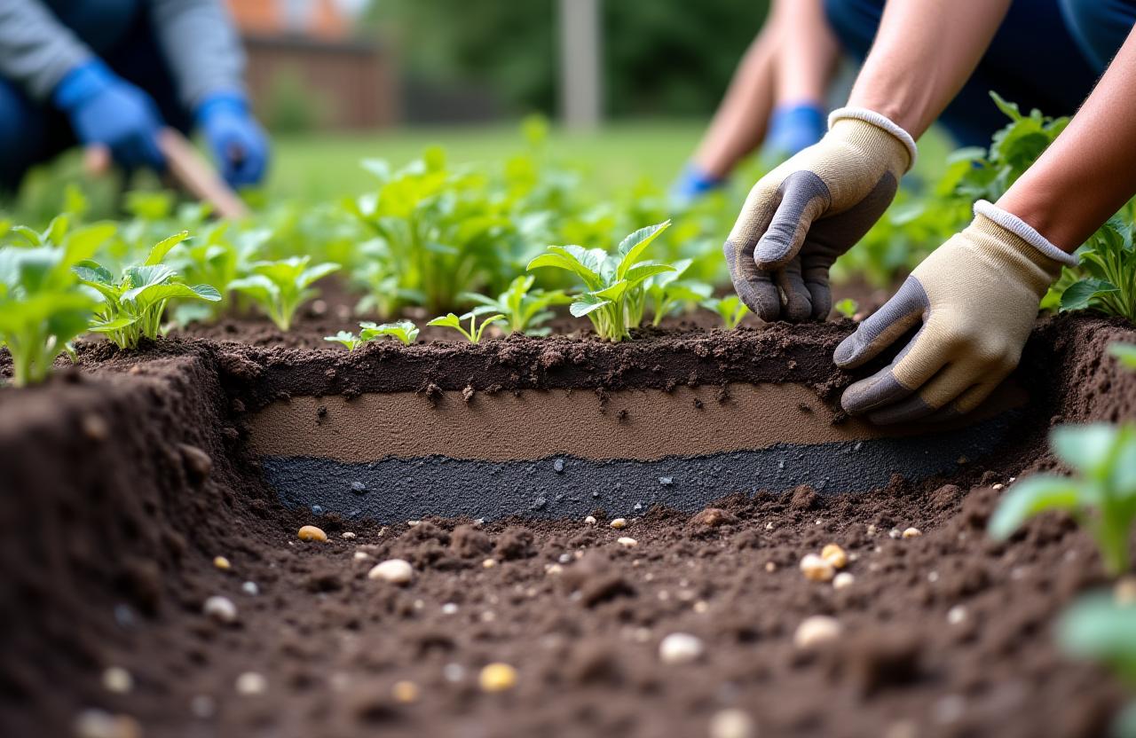 Instalación de jardín de lluvia