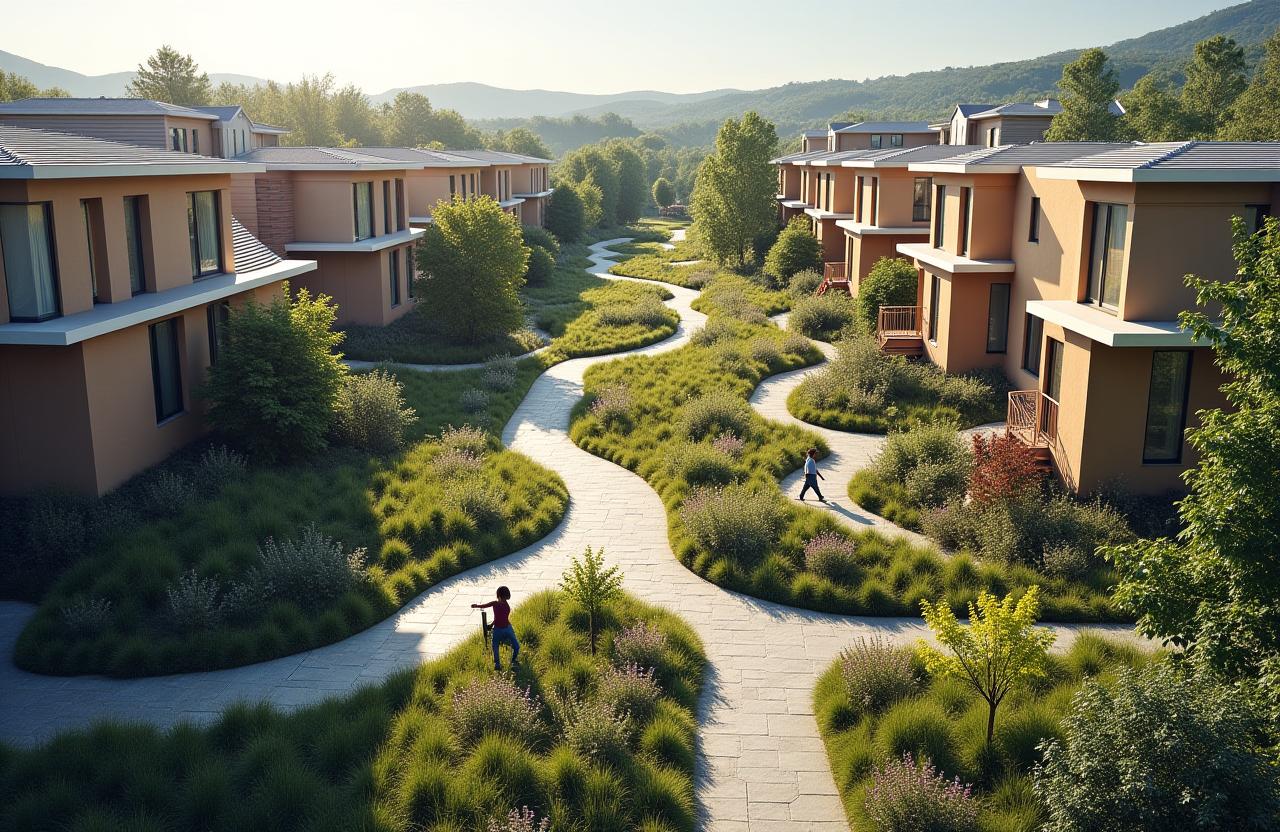 Desarrollo residencial con jardines sostenibles